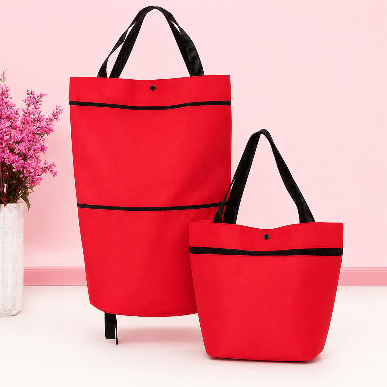 đ 50% RABATT NU! 2âiâ1 hopfĂ€llbar shoppingvagn â stor kapacitet, slitstarkt Oxfordâtyg & tysta hjul â perfekt för matbutik, marknad, camping och resor đ§łâš