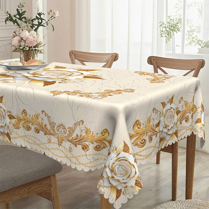 ✨ 50 % RABATT 💖 Lyxig guldfärgad bordsduk – skyddar bordet, är lätt att torka av och ger hemmet en elegant känsla 🏡