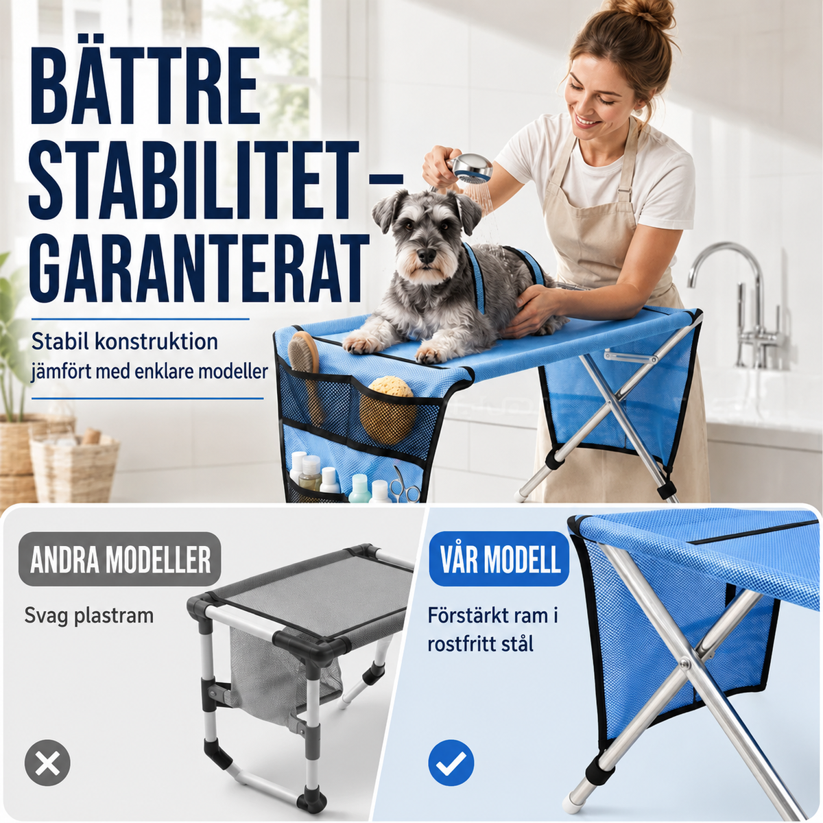 🎁🔥 2‑i‑1 hopfällbar tvätt- och trimstation för husdjur