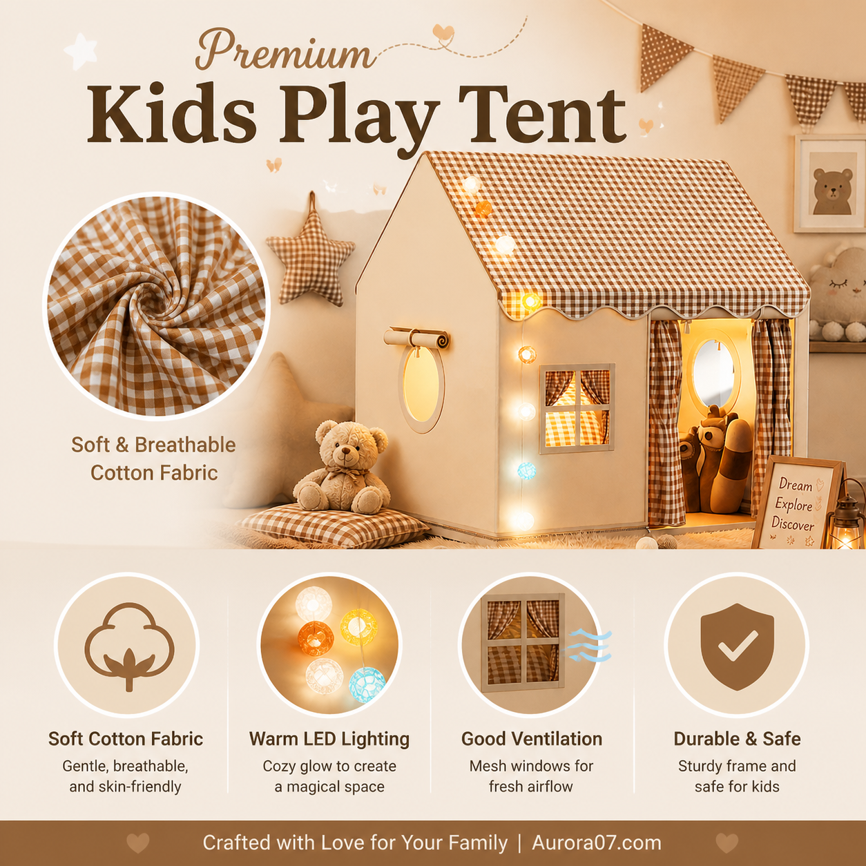 🏰 50% RABATT NU! ✨ Mysigt lektält för barn – perfekt för fantasilek, läsning & mysiga stunder hemma