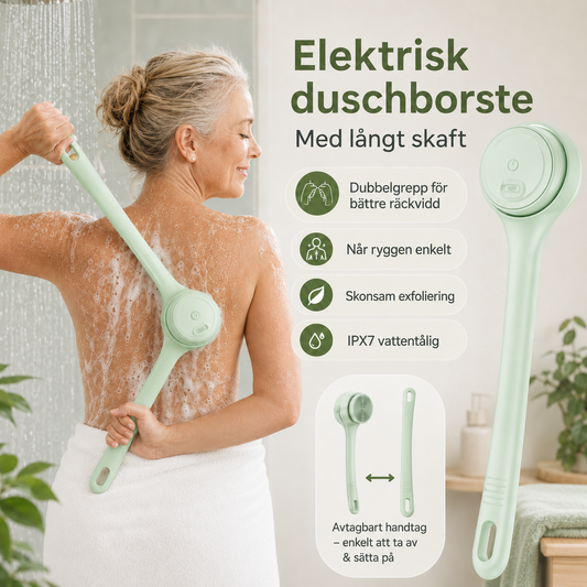 📢📢50% RABATT NU!! ⏰🥇 Elektrisk Duschborste med Långt Skaft – Enkel Helkroppsrengöring & Hudvård