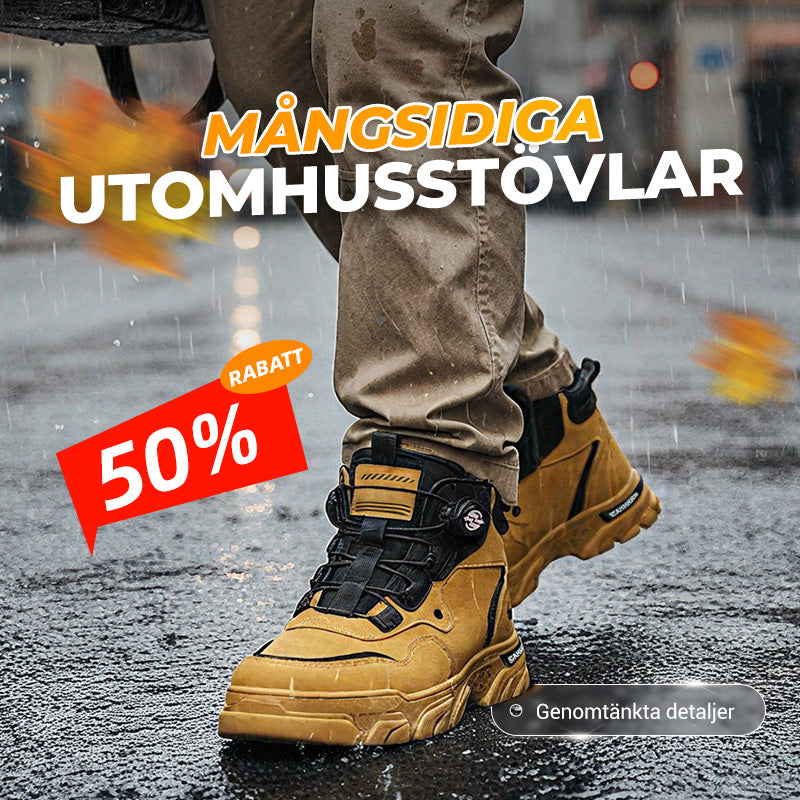 👞 60% RABATT! 🔄 HERRSKOR MED VRIDBART SPÄNNE - Vattentät & Andningsbar, Avlastande Komfortsula för Arbete och Vardag 🚶‍♂️🌧️