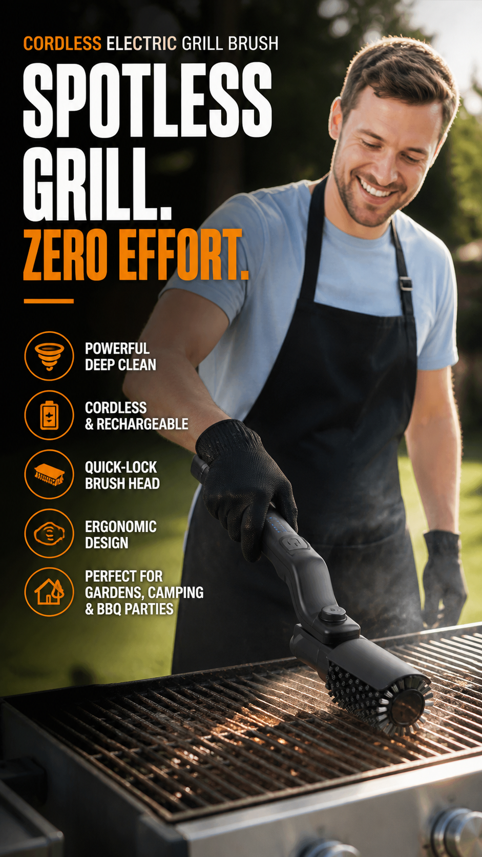 ⚡ Trådlös grillborste – 50% RABATT! Rengör grillen på några sekunder 🍖