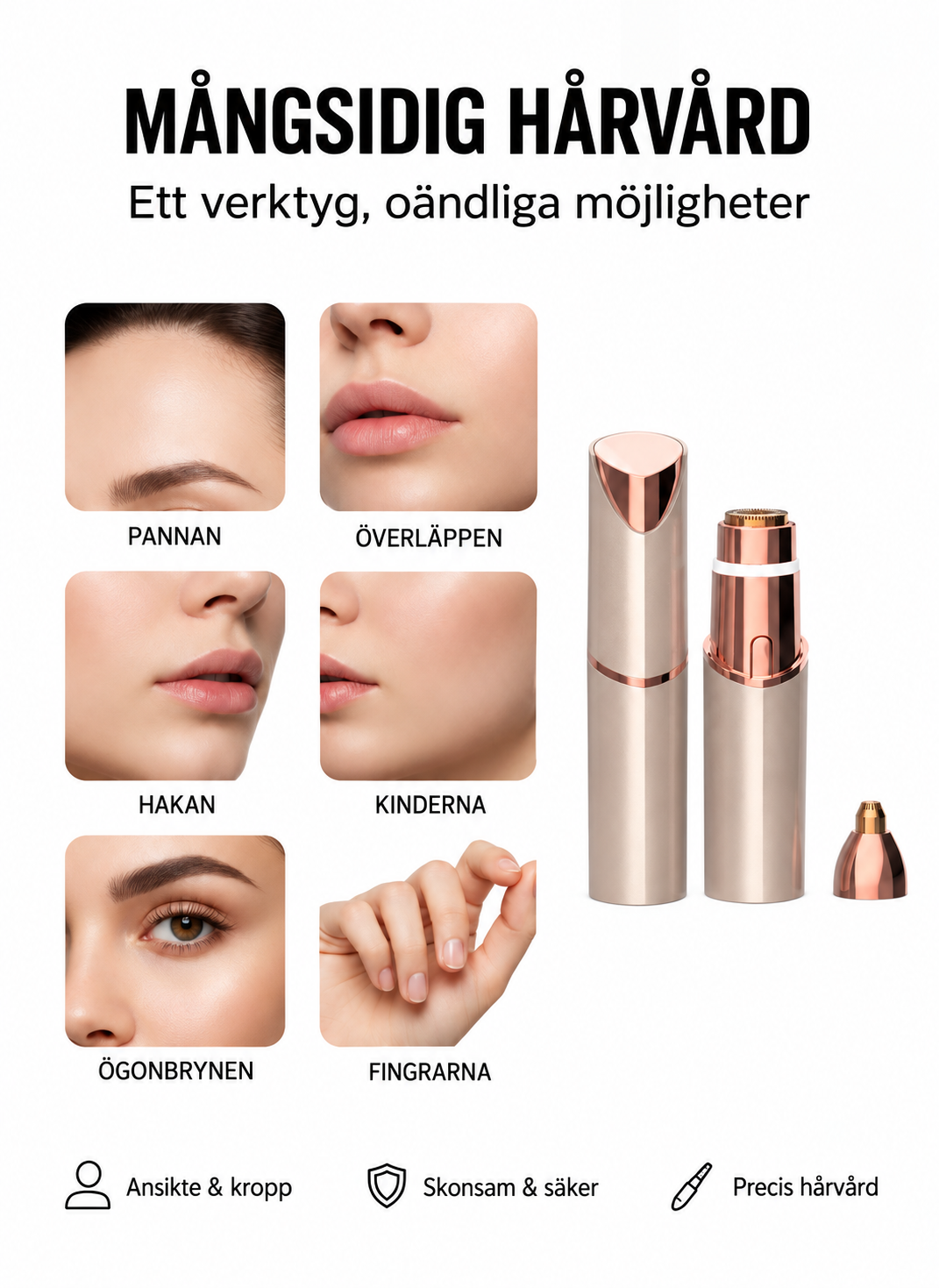 2-i-1 ansiktshårborttagare och ögonbrynstrimmer