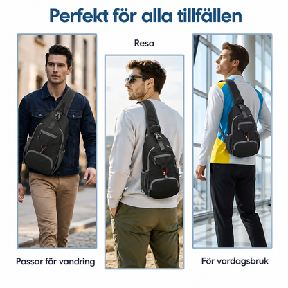 🎒 50 % RABATT! ✨ Slingväska för män – flera fickor, vattenavvisande, ventilerande rygg 🌦️
