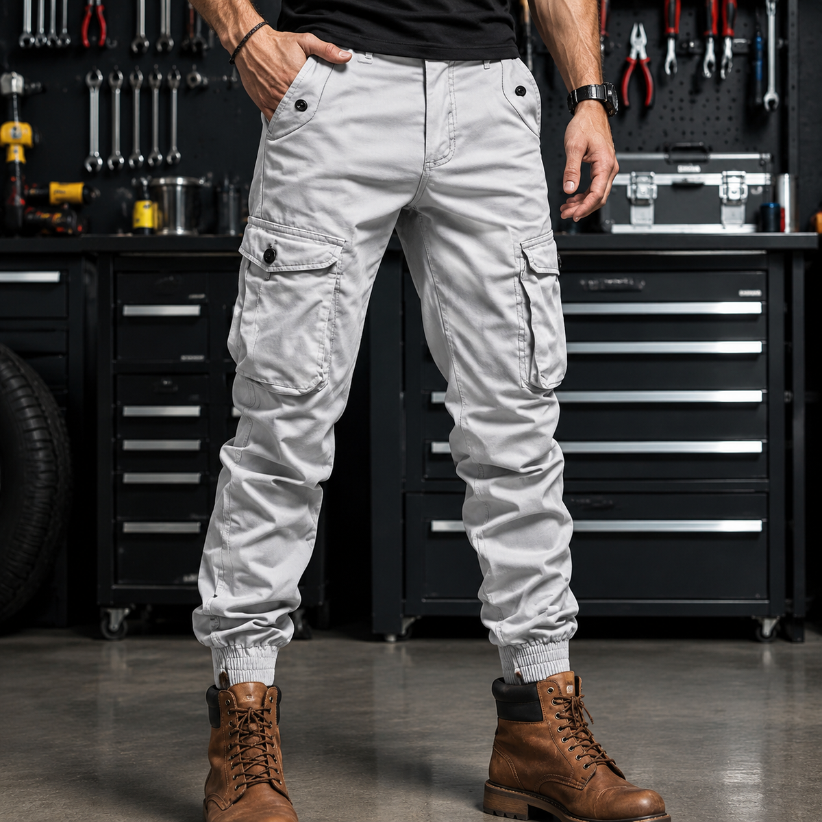 👖🎯Urban Tactical Cargo-byxor – Avsmalnande Passform & Många Fickor