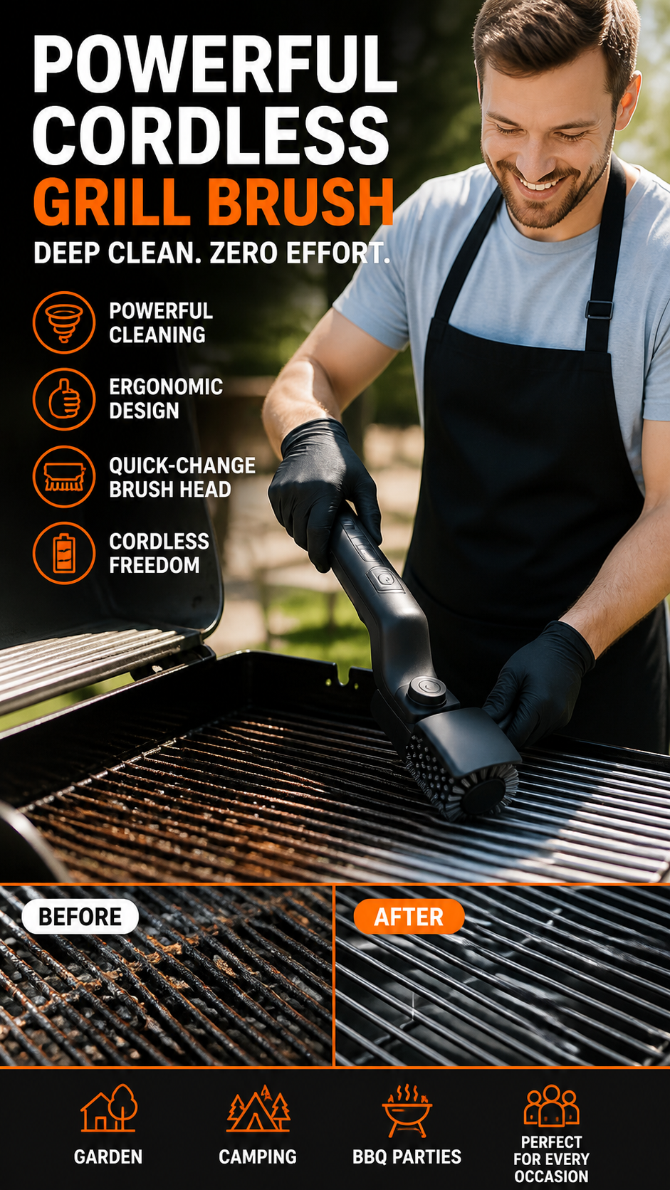 ⚡ Trådlös grillborste – 50% RABATT! Rengör grillen på några sekunder 🍖