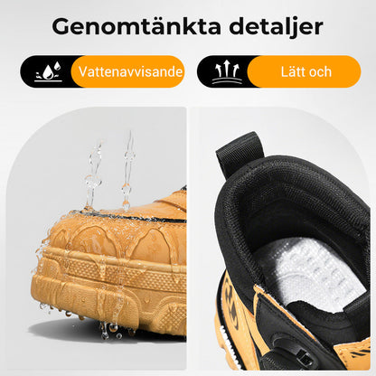 👞 60% RABATT! 🔄 HERRSKOR MED VRIDBART SPÄNNE - Vattentät & Andningsbar, Avlastande Komfortsula för Arbete och Vardag 🚶‍♂️🌧️