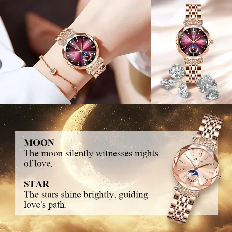 💎⌚ Diamond Moon Star Fashion Watch för kvinnor