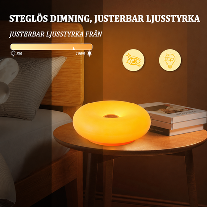🍩 ✨Donutformad LED-bordslampa med touch – steglös dimning, 3 ljuslägen & USB-laddning