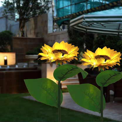 🌻 Solcellsdrivna solroslampor för trädgården – Automatisk utomhusbelysning med varm glöd🌿✨