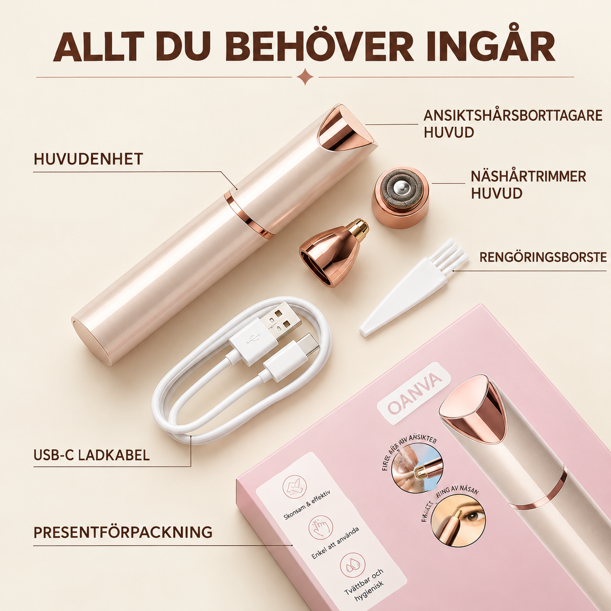 2-i-1 ansiktshårborttagare och ögonbrynstrimmer