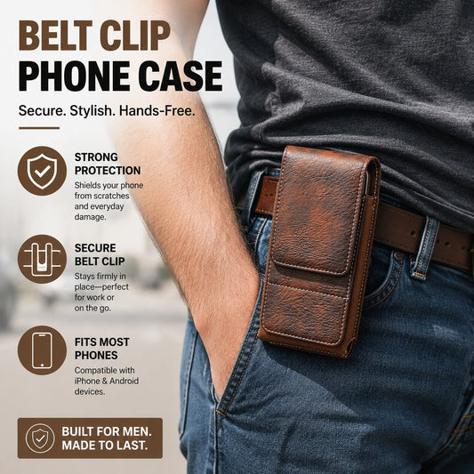 ⚡ Mobilhölster med bältesclips 📱 – flera fack och kortfack
