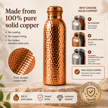 💧Premium vattenflaska tillverkad av 100% massiv koppar – plastfri och inspirerad av Ayurveda