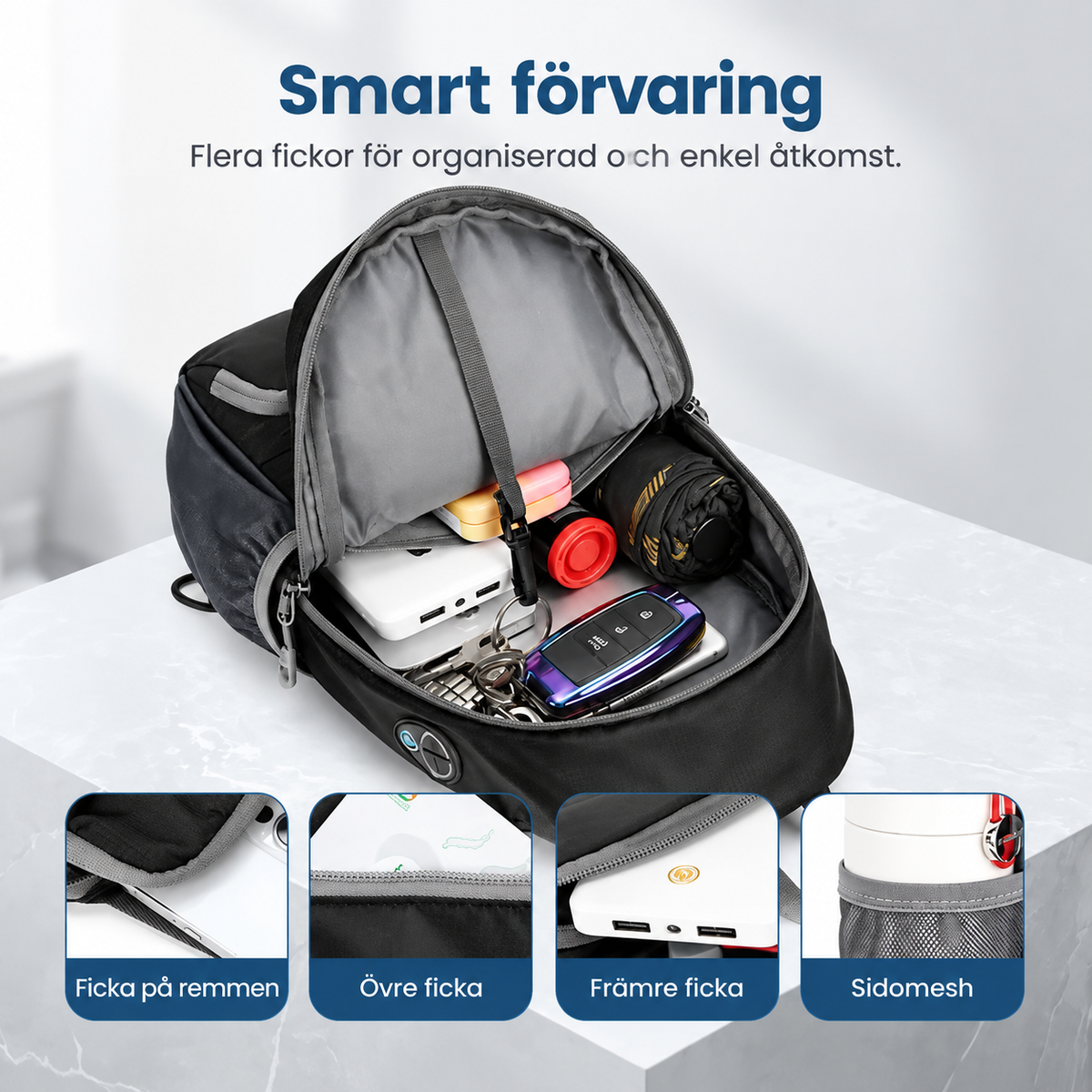 🎒 50 % RABATT! ✨ Slingväska för män – flera fickor, vattenavvisande, ventilerande rygg 🌦️