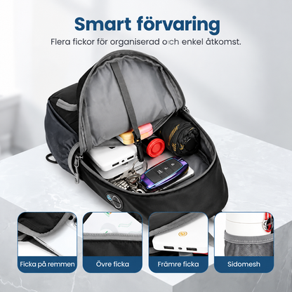🎒 50 % RABATT! ✨ Slingväska för män – flera fickor, vattenavvisande, ventilerande rygg 🌦️