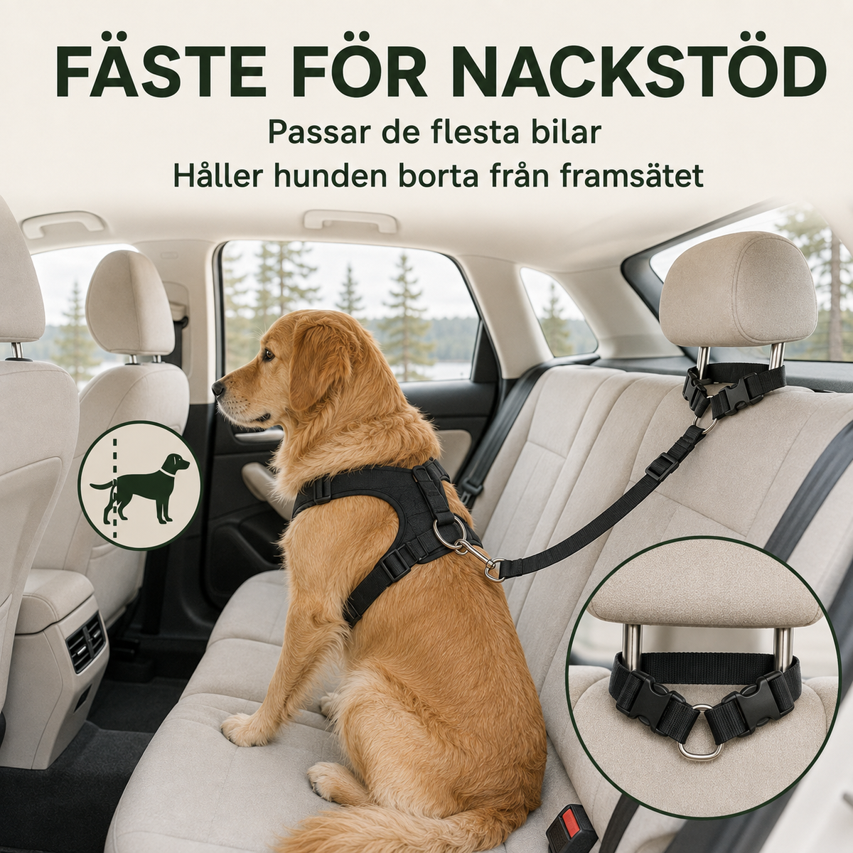 🛒 50 % RABATT NU! 🐶 2‑i‑1 bilbälte och promenadkoppel för hund – fästs enkelt i hundens sele 🚗🌿