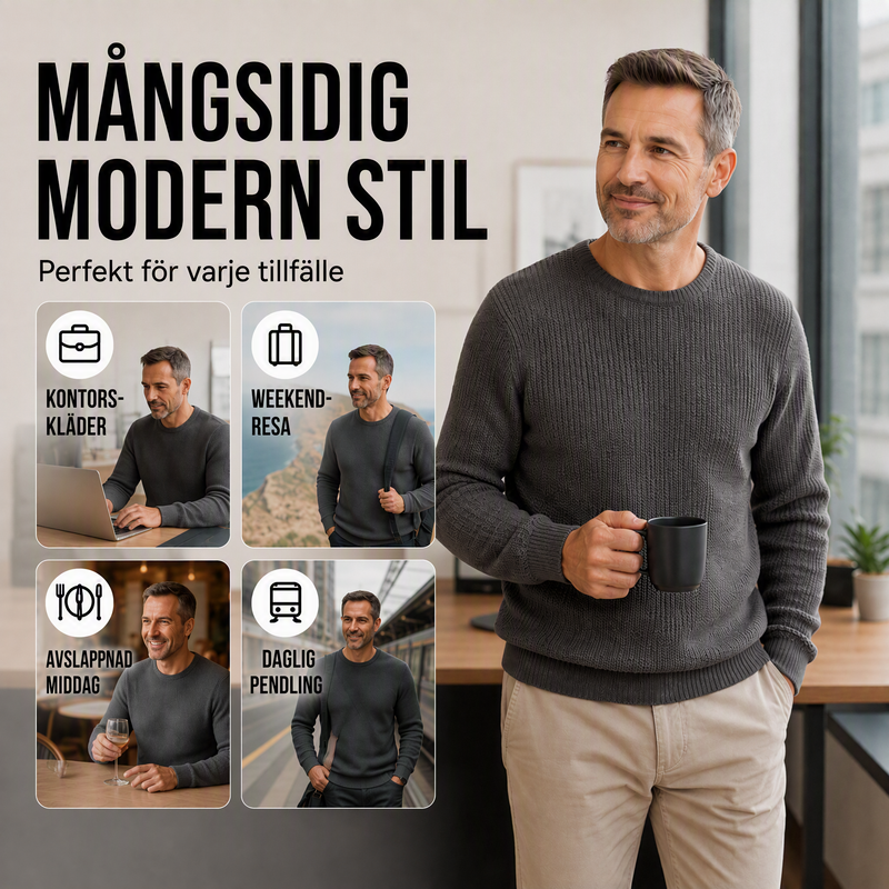 ✨2026-kollektionen med 50 % rabatt 🎁JMIERR Herrtröja med rund hals – mjuka, avslappnade tröjor, klassiska långärmade tröjor med ribbade kanter