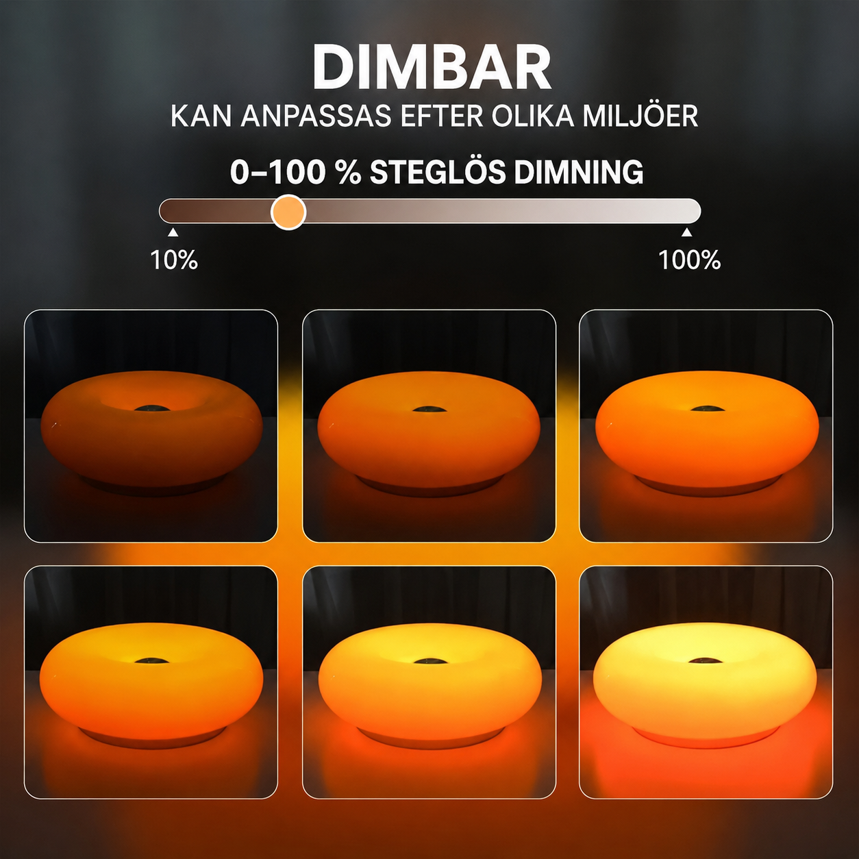🍩 ✨Donutformad LED-bordslampa med touch – steglös dimning, 3 ljuslägen & USB-laddning
