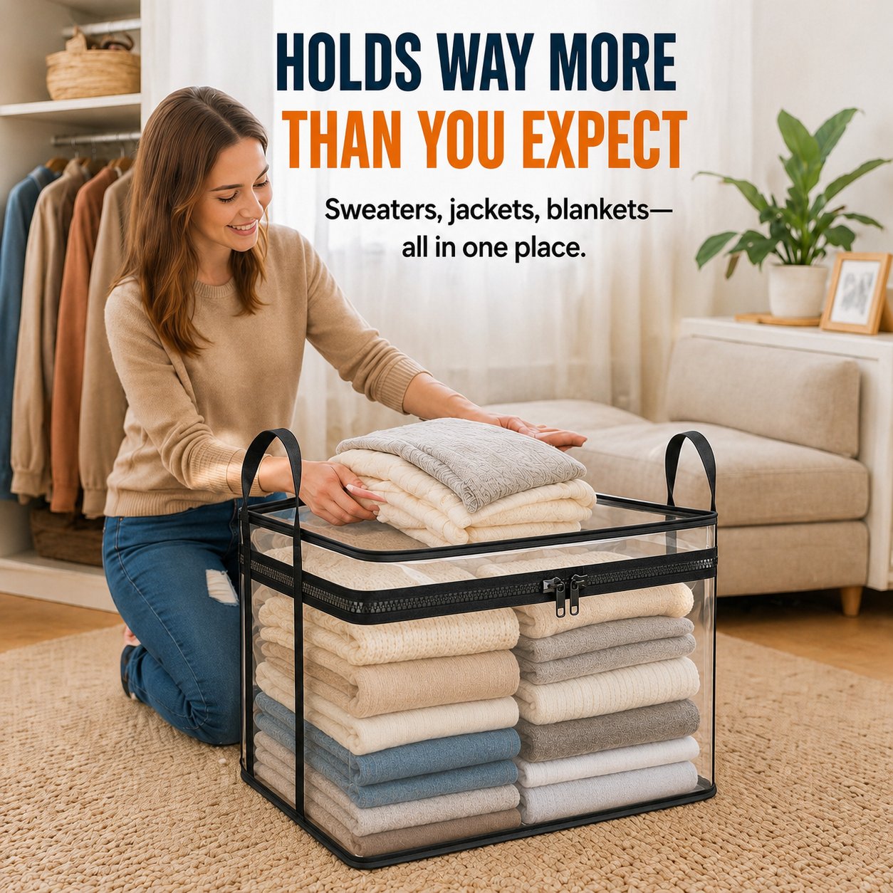 🔥Last Day 50% OFF📦Large Heavy-Duty Thick Plastic Clear Storage Bag for Clothes, Moving & Storage