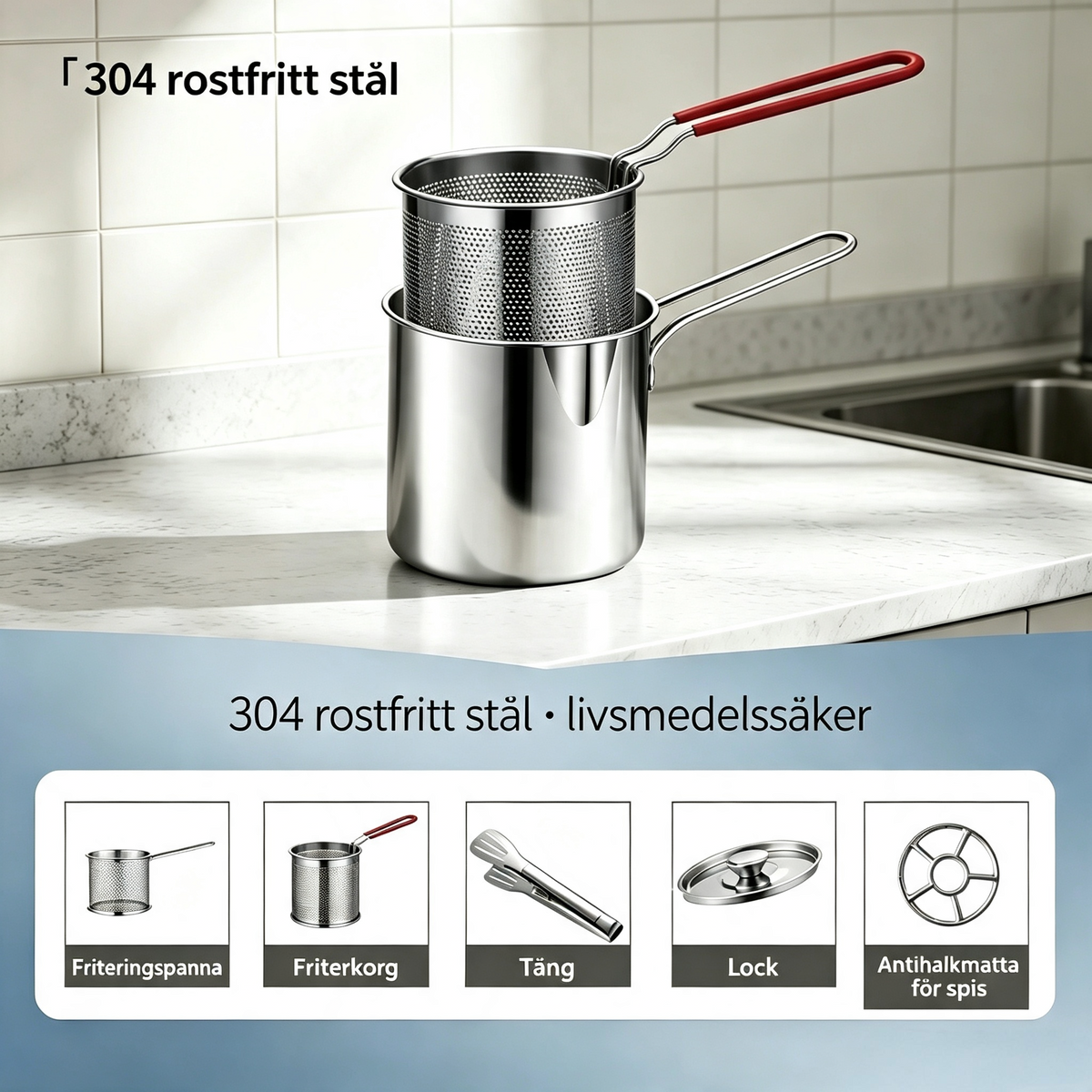 🔥 HETT ERBJUDANDE – 50 % RABATT! Multifunktionell stekpanna i 304 rostfritt stål – fritera, steka, koka och stuva i en och samma gryta 🍳🍟