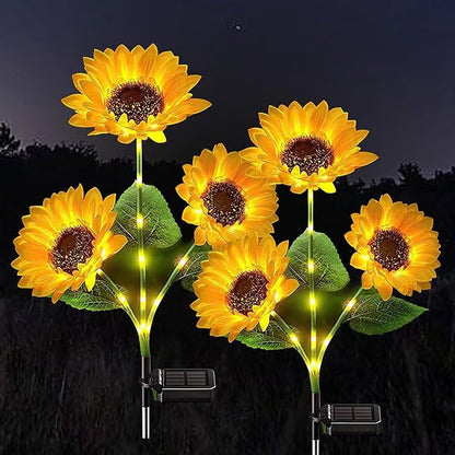 🌻 Solcellsdrivna solroslampor för trädgården – Automatisk utomhusbelysning med varm glöd🌿✨