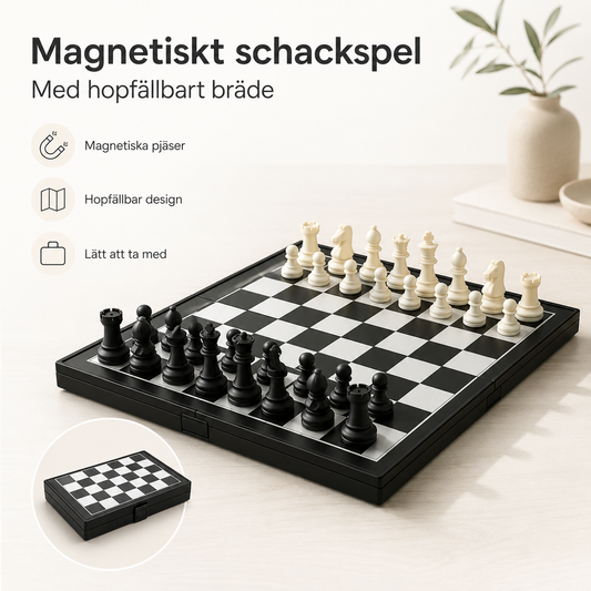♟️Magnetiskt schackspel med hopfällbart bräde✨