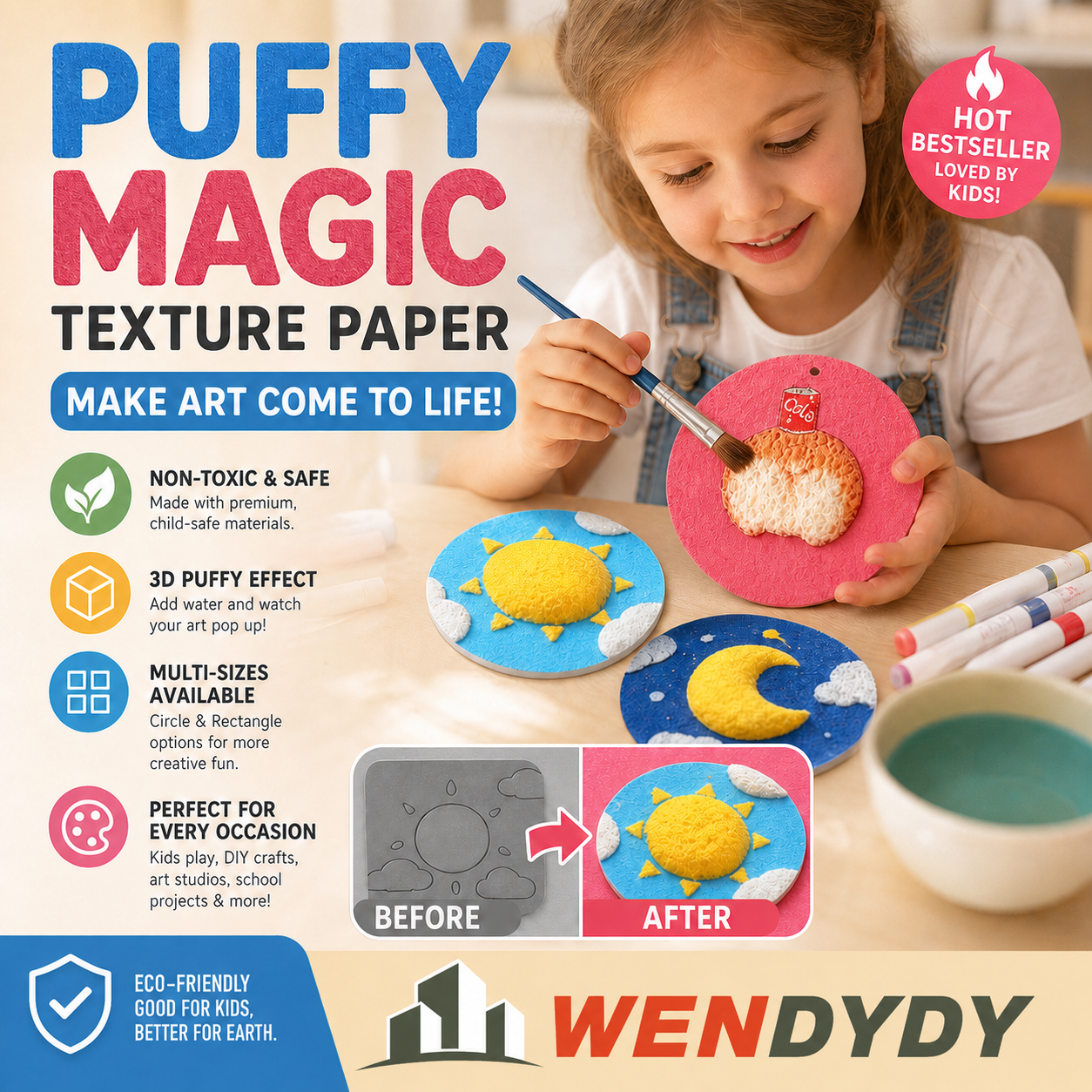 🎨 50% RABATT NU! Magic Fluffy Pigments & 3D‑papper – rita, fukta och se motivet svälla – kreativ magi för alla åldrar ✨🖌️
