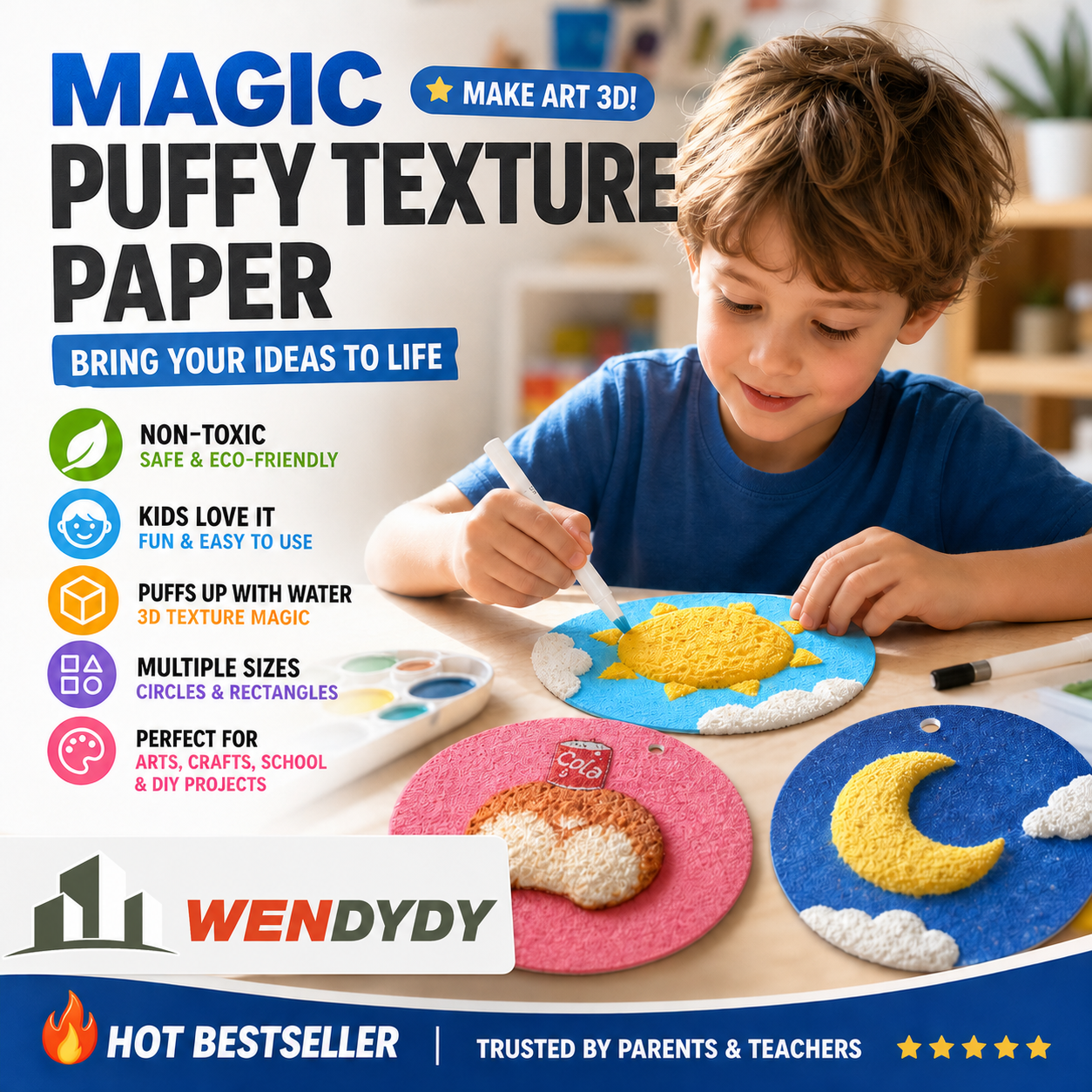 🎨 50% RABATT NU! Magic Fluffy Pigments & 3D‑papper – rita, fukta och se motivet svälla – kreativ magi för alla åldrar ✨🖌️