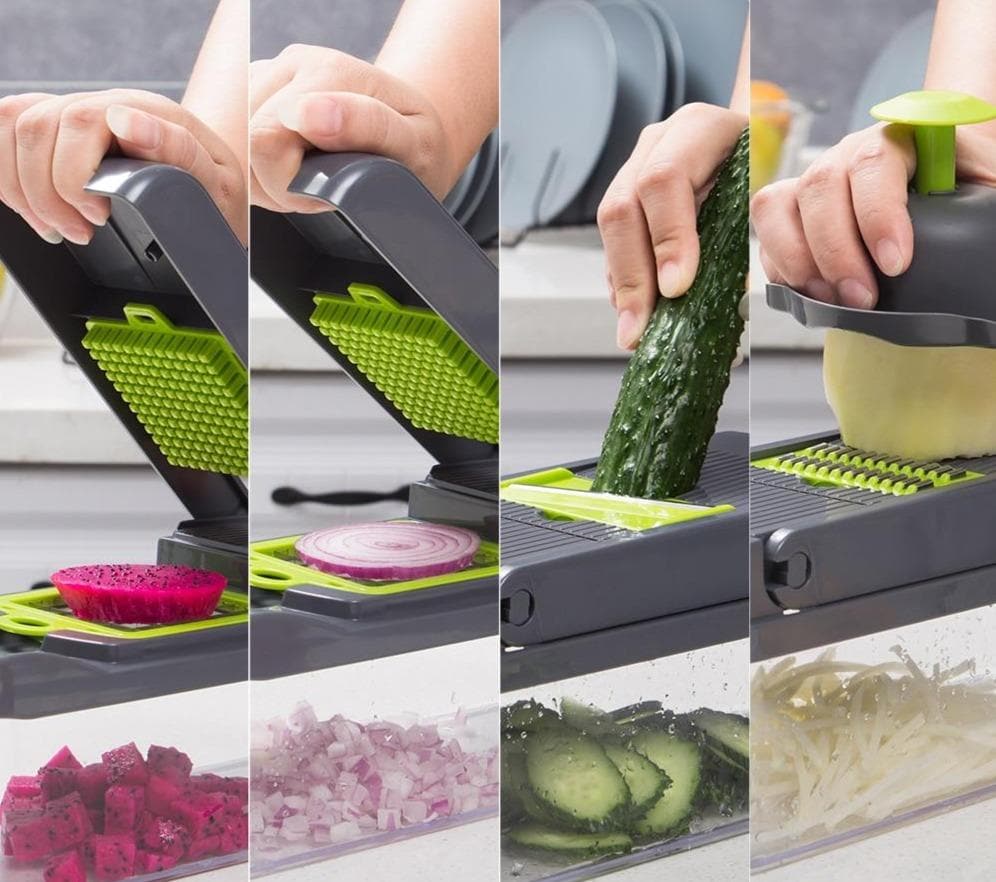 🧑‍🍳 15 delar Multifunktionell grönsaks- och fruktskärare med behållare