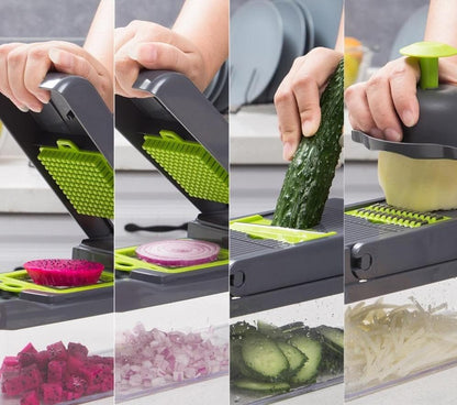 🧑‍🍳 15 delar Multifunktionell grönsaks- och fruktskärare med behållare