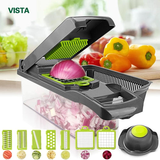 🧑‍🍳 15 delar Multifunktionell grönsaks- och fruktskärare med behållare