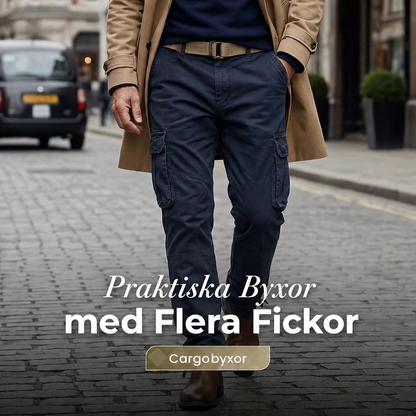 Herr cargobyxor med flera fickor – slitstarka arbetsbyxor med bekväm passform