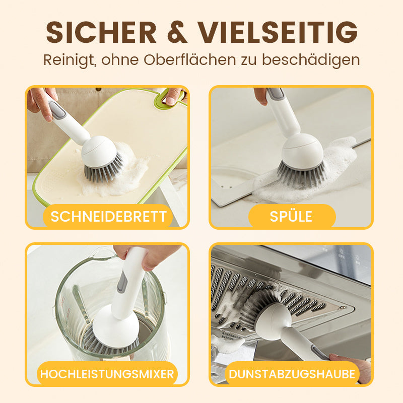 🍳 50 % rabatt! 🧼 Långhandlad roterande rengöringsborste💗 – grundlig rengöring, ryggvänlig, idealisk för bestick 💦
