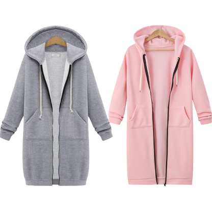 🔥✨Fleece-tröja med huva och dragkedja för kvinnor
