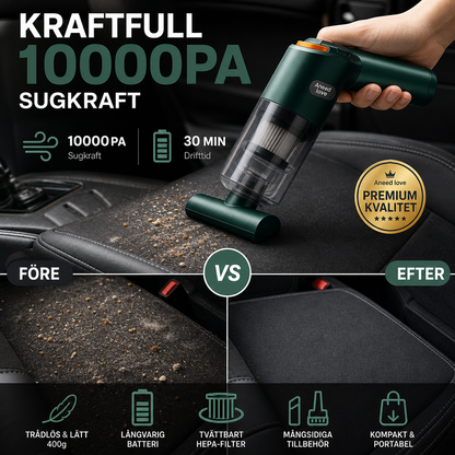 🚗 50 % RABATT NU! 🔋 Kraftfull sladdlös bildammsugare – kompakt och lätt med 10 000 Pa sugkraft 🧹