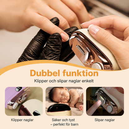 ✂️ 50% RABATT NU! 2‑i‑1 säker elektrisk nagelklippare – klipp & slipa på samma gång – med anti‑kläm, LED‑ljus & skonsam 360° slipning 🛡️💅