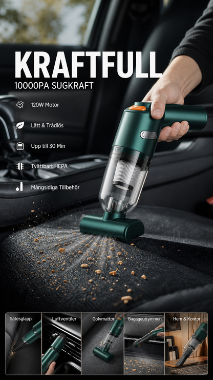 🚗 50 % RABATT NU! 🔋 Kraftfull sladdlös bildammsugare – kompakt och lätt med 10 000 Pa sugkraft 🧹