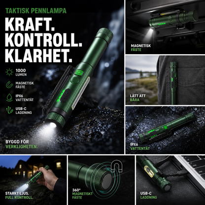 🛒 50 % RABATT NU! 🔦 Magnetisk pennlampa för handsfree-arbete – kompakt och kraftfull för garage, verkstad och bil 🛠️