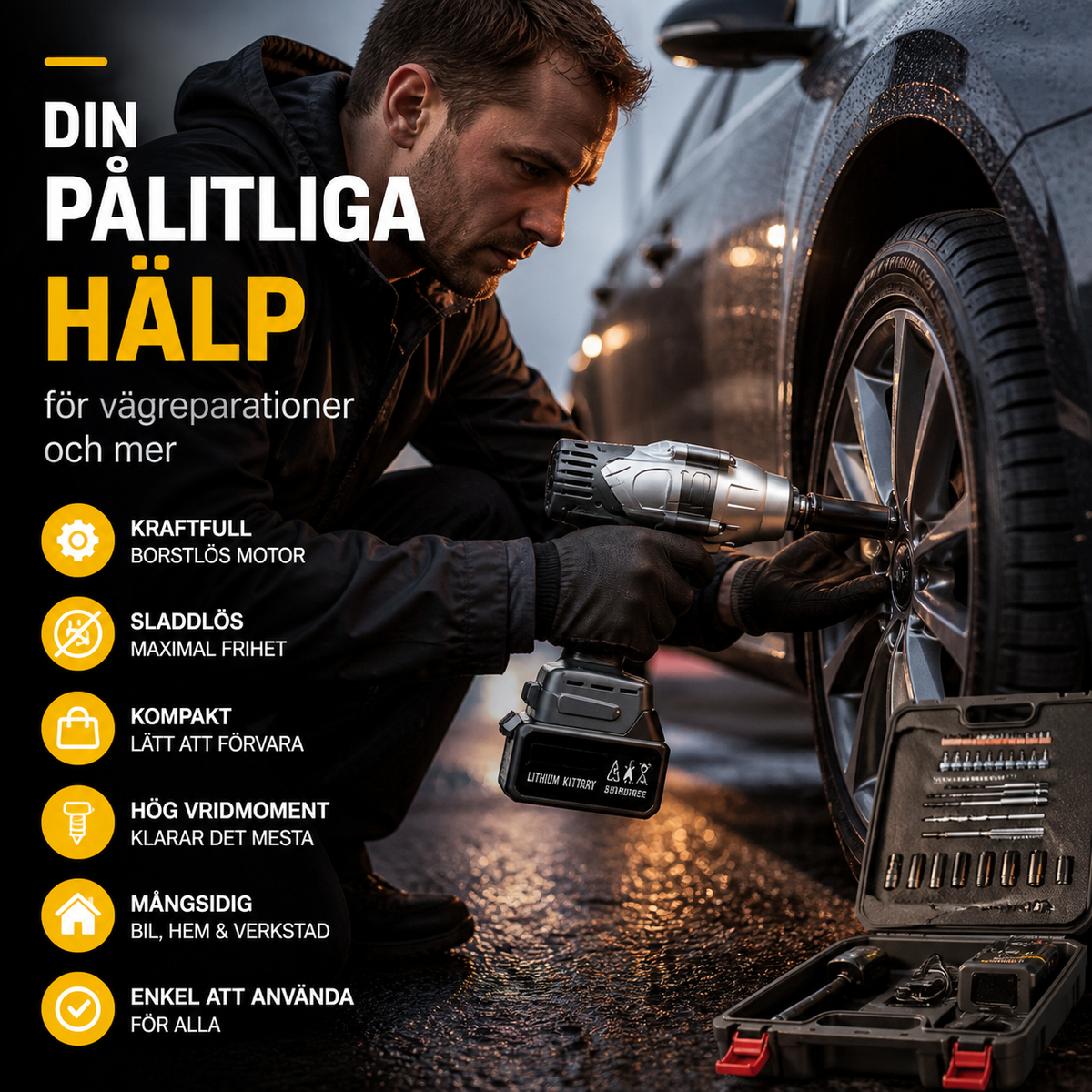 🔧 50% RABATT! ⚡ Borstlös 20V Slagskruvdragare – 350Nm, 2x5,0Ah Batterier & 6-stegs Moment För Kraftfulla Projekt 🛠️