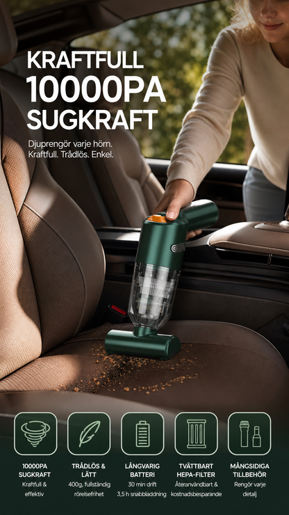 🚗 50 % RABATT NU! 🔋 Kraftfull sladdlös bildammsugare – kompakt och lätt med 10 000 Pa sugkraft 🧹