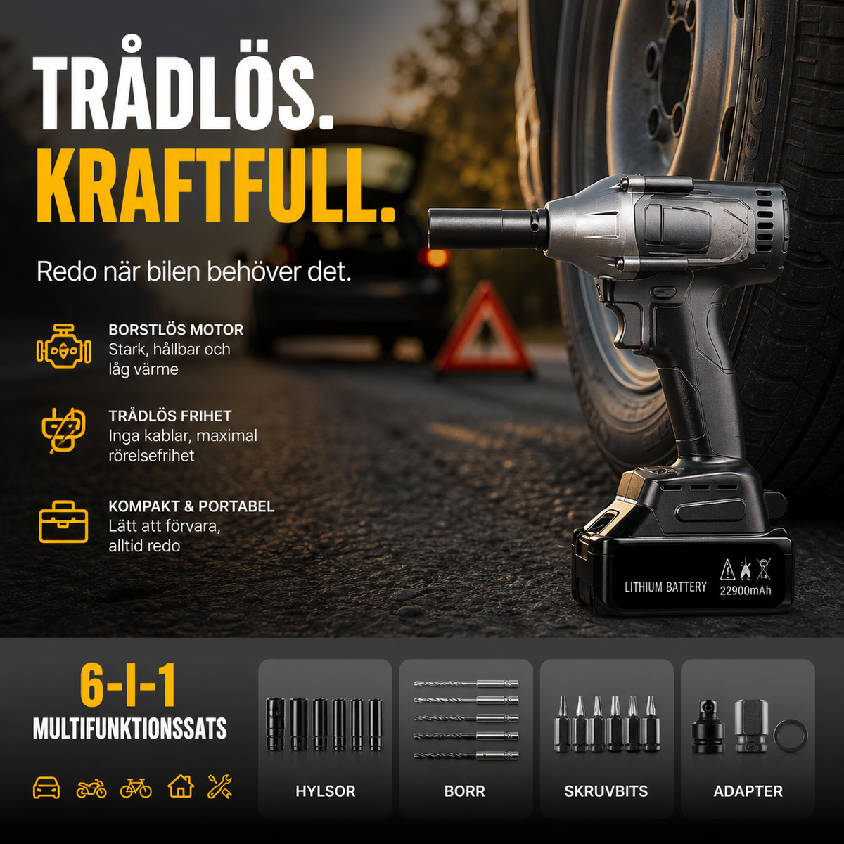 🔧 50% RABATT! ⚡ Borstlös 20V Slagskruvdragare – 350Nm, 2x5,0Ah Batterier & 6-stegs Moment För Kraftfulla Projekt 🛠️