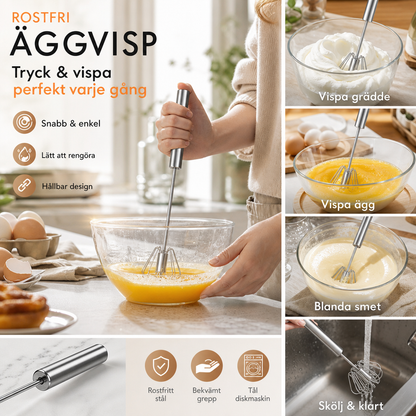 🛒50% RABATT NU! 🌟Semiautomatisk visp i rostfritt stål – Enkel att använda för grädde, äggsmet och bakning 🧁✨