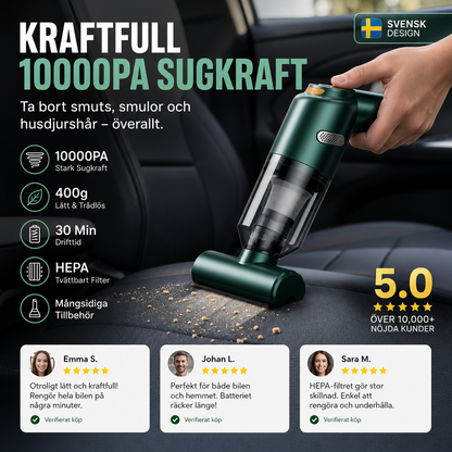 🚗 50 % RABATT NU! 🔋 Kraftfull sladdlös bildammsugare – kompakt och lätt med 10 000 Pa sugkraft 🧹