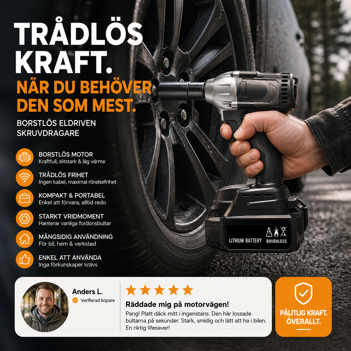 🔧 50% RABATT! ⚡ Borstlös 20V Slagskruvdragare – 350Nm, 2x5,0Ah Batterier & 6-stegs Moment För Kraftfulla Projekt 🛠️