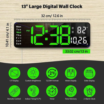 🕐 50 % RABATT NU! 📟 Digital klocka med temperatur, datum & automatisk sommartid – stor 16"-skärm, fjärrkontroll & automatisk ljusstyrka – perfekt för hemmet 🏠