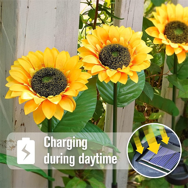 🌻 Solcellsdrivna solroslampor för trädgården – Automatisk utomhusbelysning med varm glöd🌿✨