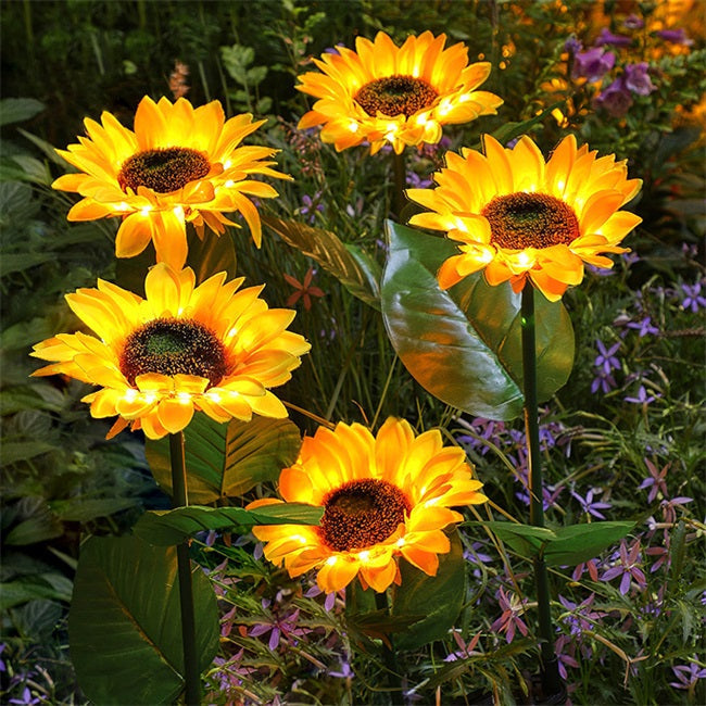 🌻 Solcellsdrivna solroslampor för trädgården – Automatisk utomhusbelysning med varm glöd🌿✨