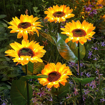 🌻 Solcellsdrivna solroslampor för trädgården – Automatisk utomhusbelysning med varm glöd🌿✨