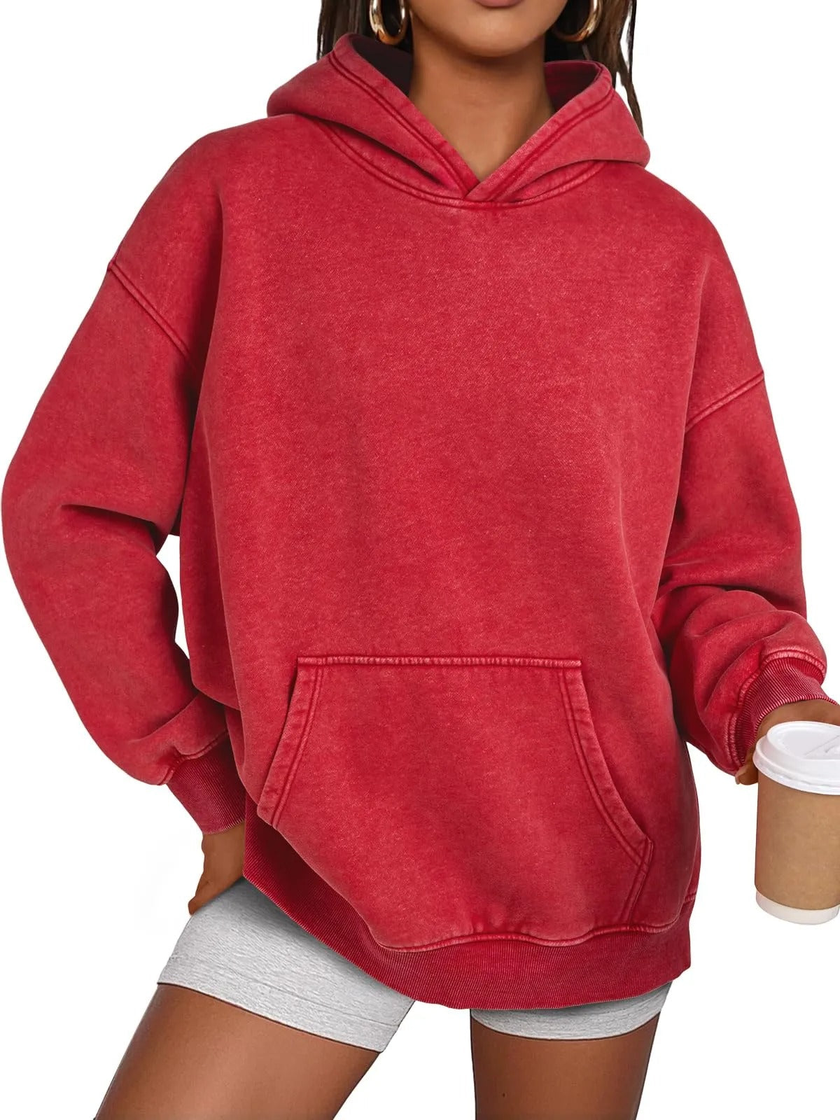 Trendig Oversized Damhoodie med Långärmar
